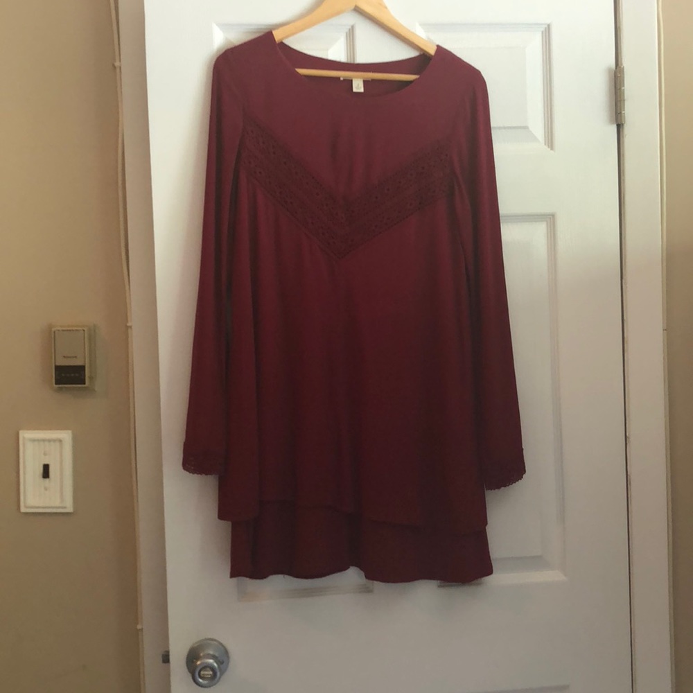 Maroon bell sleeve dress from Francesca’s!